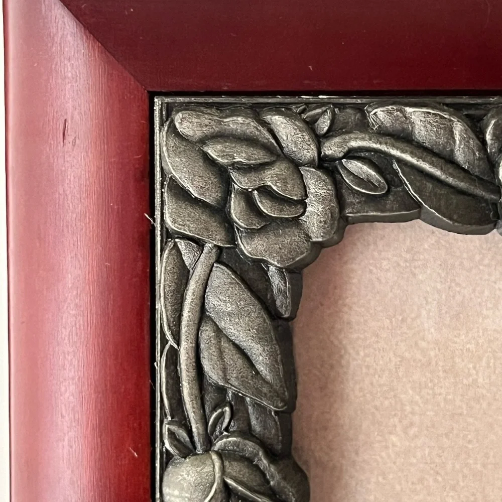 Vintage wooden pewter frame